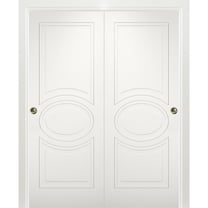 Sliding Closet Bypass Doors 64 x 80 inches / Mela 7001 Matte White / Rails Hardware Set / Wood Solid Bedroom Wardrobe Doors