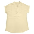 thumbnail image 5 of Camiseta sin mangas de verano holgada con cuello en V y pliegues para mujer: blusa fluida sin mangas con dobladillo curvo., 5 of 5