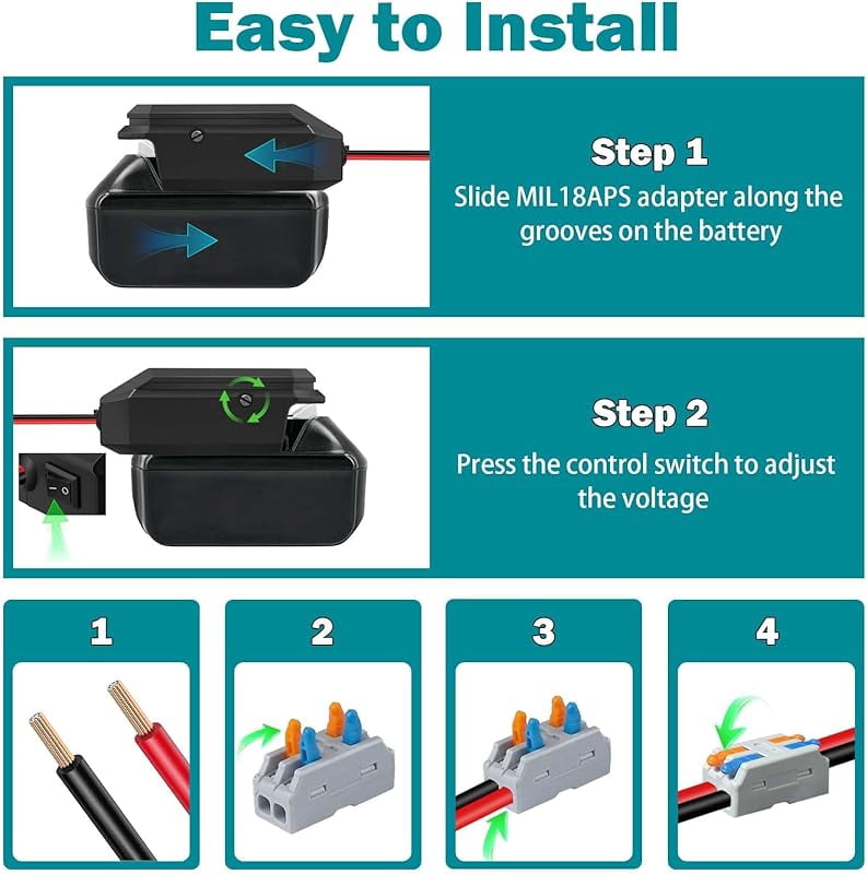 DC 18V to 12V Step Down Converter for Ma*kita 18V Battery, Power Wheels Adapter, Cigarette Lighter Buck Adapter for Car Power Tools, Car Refrigerator