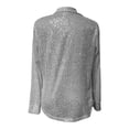 thumbnail image 5 of TUOYUAN Womens Plus Size Sequined Blouse Lapel Long Sleeve Sparkly Shirt Jacket Going Out Top Fall Winter,Silver,SIZE:M, 5 of 5