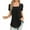 Black, variant on Womens Summer Tops Trendy Sold Color V-Neck Underwaist Comfortable Loose T-shirt Short Sleeve Blouse Casual Tops