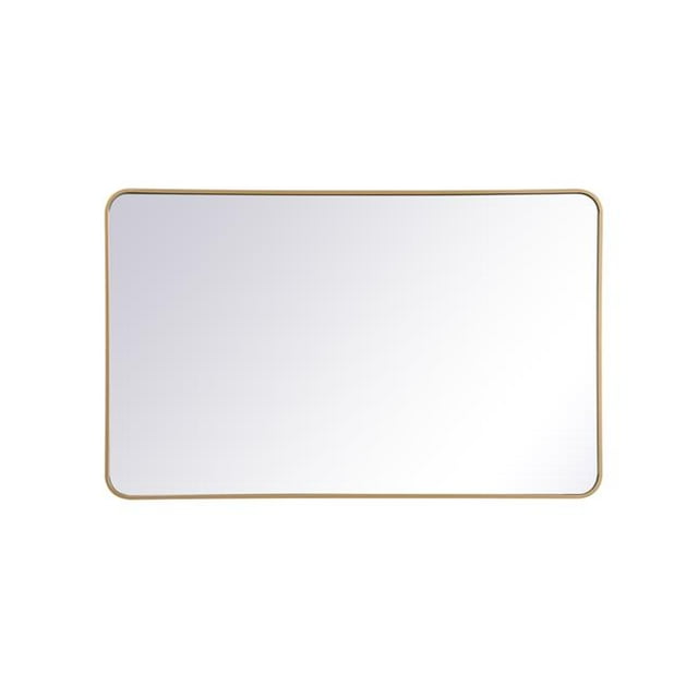 Living District MR803048BR 30 x 48 in. Soft Corner Metal Rectangular Mirror, Brass