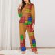 thumbnail image 2 of Balery Colorful Building Blocks A Conjunto de Pijama con Estampado para Mujer, Conjunto de Dos Piezas con Manga Larga, Ropa de Dormir Suave con Bolsillos, Pijamas Cómodos-XX-Large, 2 of 7