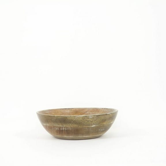 13.75 Inch Natural/White Mango Wood Decorative Bowl