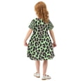 thumbnail image 4 of Green Leopard Print Pattern Girls Short Sleeve Dress A Line Sun Protection Breathable Comfort Sundress 2T, 4 of 8