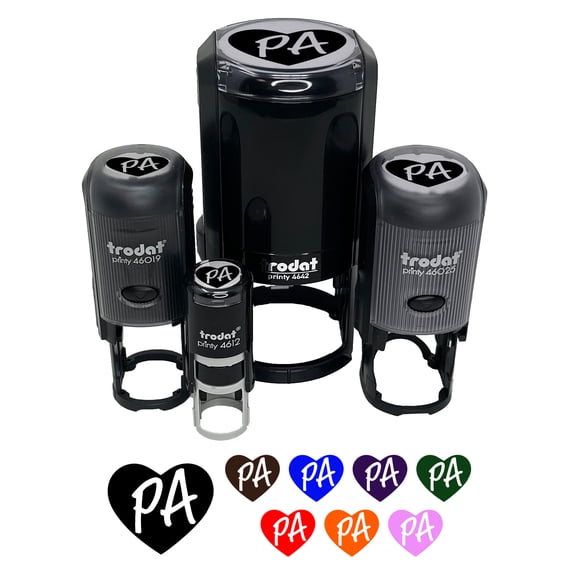 PA Pennsylvania State in Heart Self-Inking Rubber Stamp Ink Stamper - Yellow Ink - Small 3/4 Inch