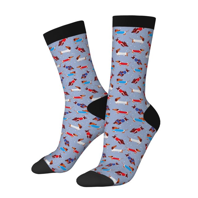 Balery winter Dachshund Calcetas Largas con Estampado para Hombre y Mujer – Suaves y Transpirables, Talla Única (US 5-11)
