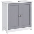 thumbnail image 2 of kleankin Vanity Base Cabinet, Under-Sink Bathroom Cabinet Storage with U-Shape Cut-Out and Adjustable Internal Shelf, White and Gray, 2 of 9