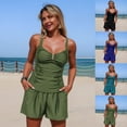 thumbnail image 1 of BiZtdJrK Tankini Swimsuits for Women Tummy Control Beach Vacation Bathing Suit Ruched Sleevelsss Tank Tops and Boyshorts 2 Piece Sets Full Coverage Swimwear with Chest Pad Black L, 1 of 8