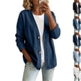 thumbnail image 2 of Denim Jacket for Women V-Neck Relaxed Classic Loose Fit Shaket Lightweight Vintage Fashion Button Jeans Cardigan,Dark Blue,M, 2 of 6