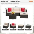 thumbnail image 5 of Devoko PE Wicker Patio Sectional Sofa Set 5 Piece, Beige, 5 of 7