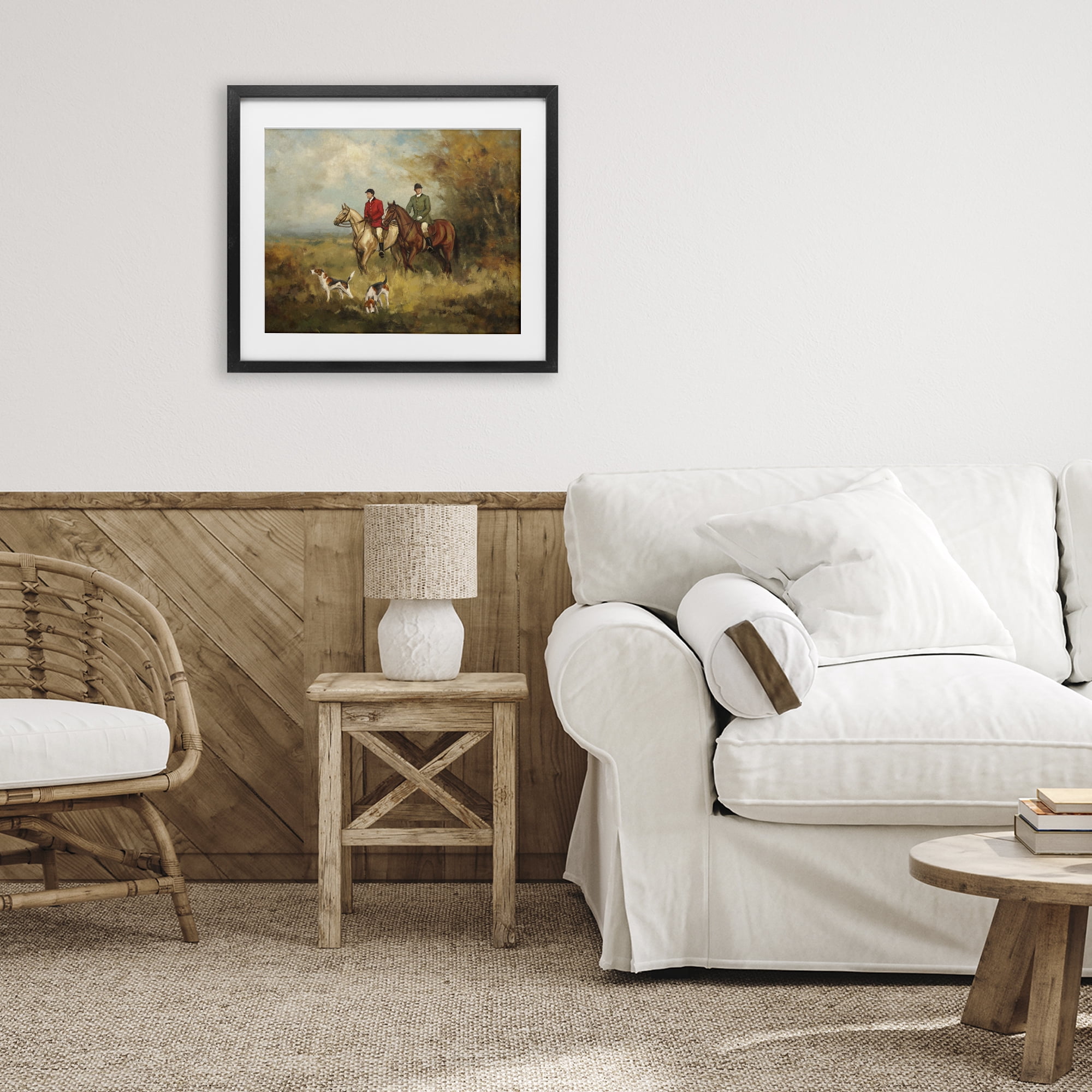 Stupell Industries Autumn Riders with Hounds Black Framed Print Under Glass, design by Ziwei Li