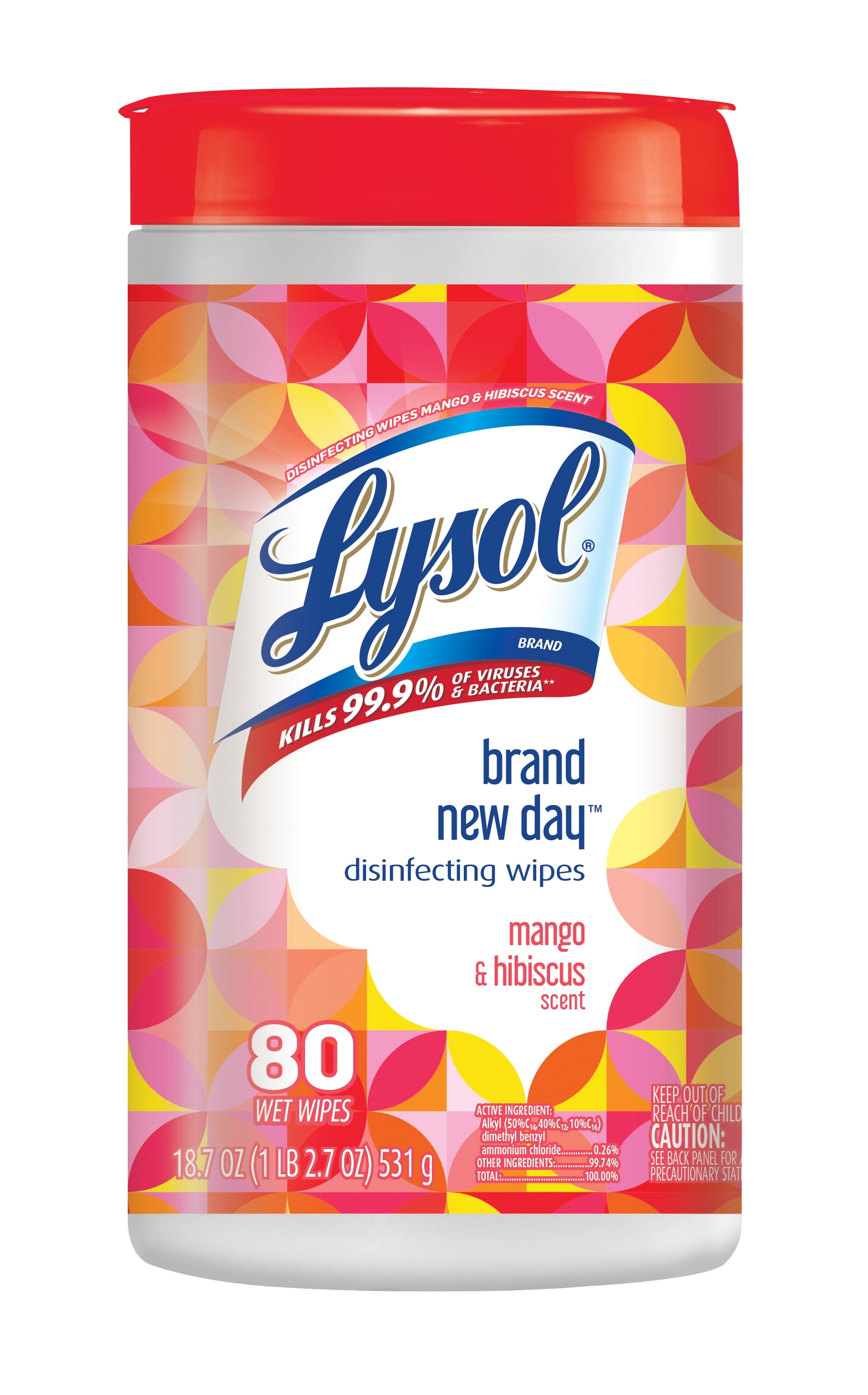 80ct Mango /& Hibiscus Pack of 6 Lysol Disinfecting Wipes