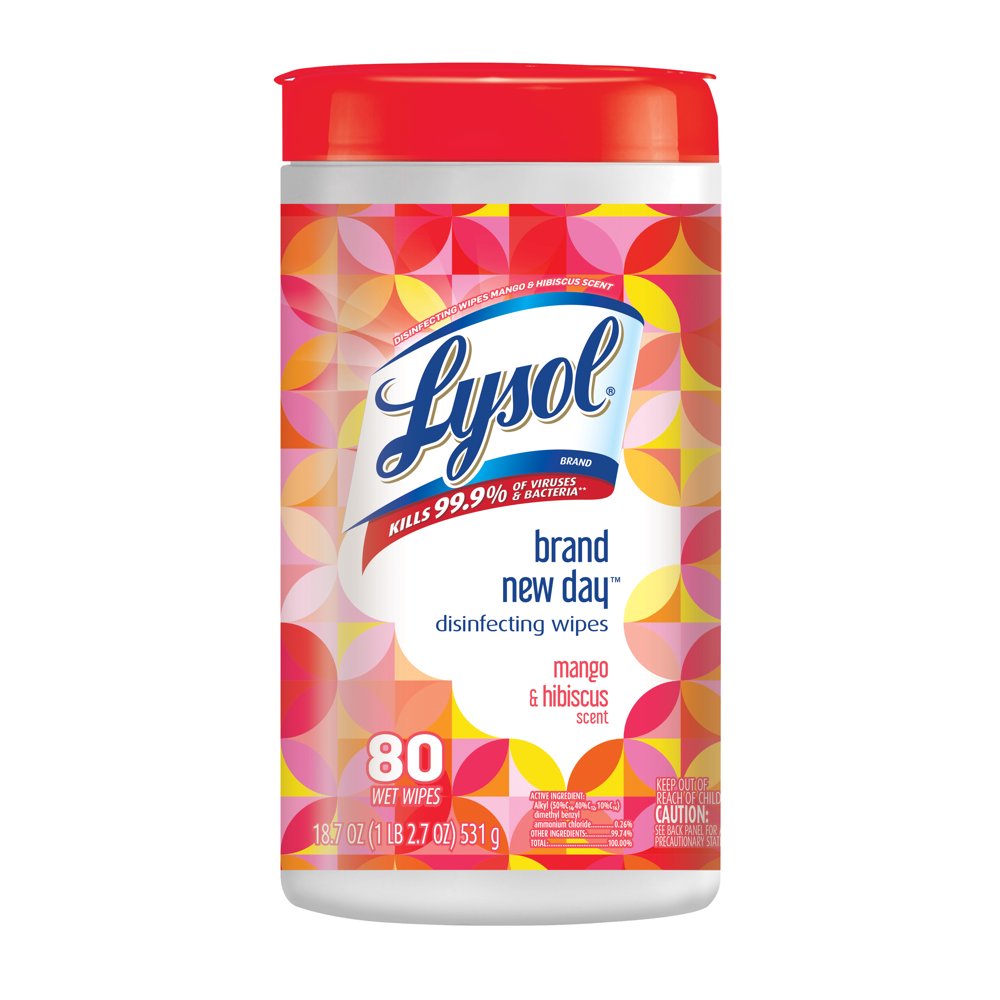 Lysol Brand New Day Disinfecting Wipes, Mango & Hibiscus, 80ct