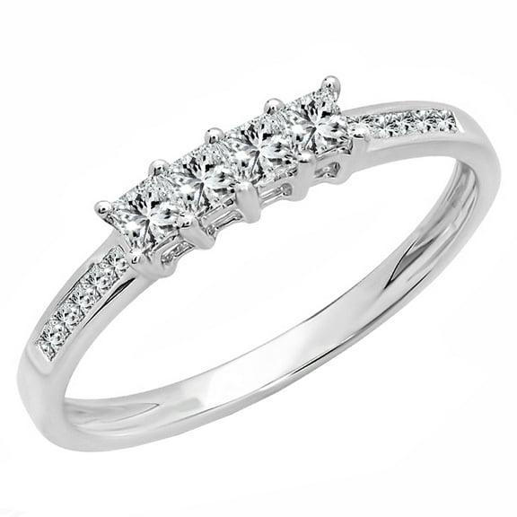 Dazzlingrock Collection 0.50 Carat (ctw) 14k Princess Cut Diamond Ladies Anniversary Wedding Band Stackable Ring 1/2 CT, White Gold, Size 6.5