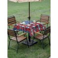 thumbnail image 4 of Outdoor Tablecloth with Umbrella Hole for Patio/Picnic/Party/Camping, 4th of July Floral Waterproof Table Cloth Square Cover Washable, Blue Red Poppy Patriotic Rustic (54"x 54"), 4 of 8