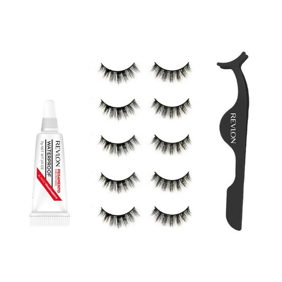 Set de 5 pares de pestañas Revlon Modelo 4 con Aplicador y Pegamento transparente Mix10