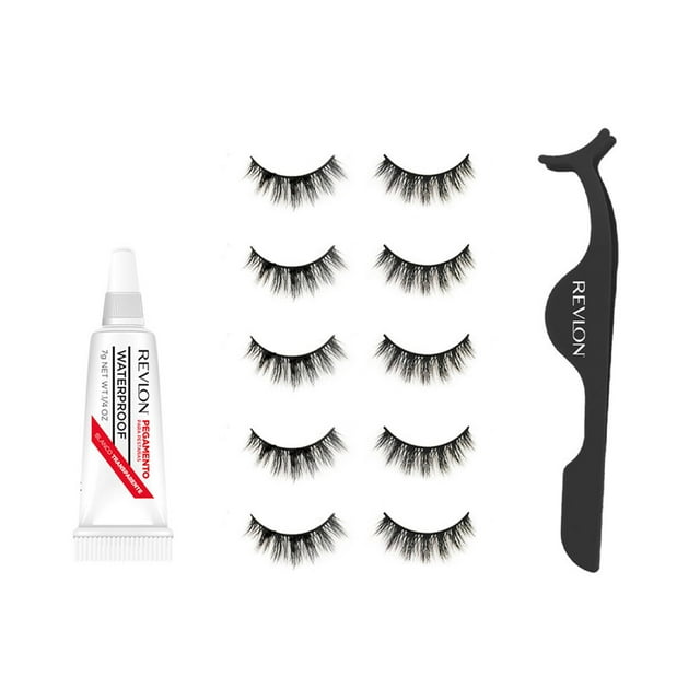 Set de 5 pares de pestañas Revlon Modelo 4 con Aplicador y Pegamento transparente Mix10