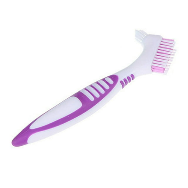 Double Side Denture Toothbrush Ergonomics Handle Plastic Multi Layered Bristles False Teeth Oral Care Brush for Home Use