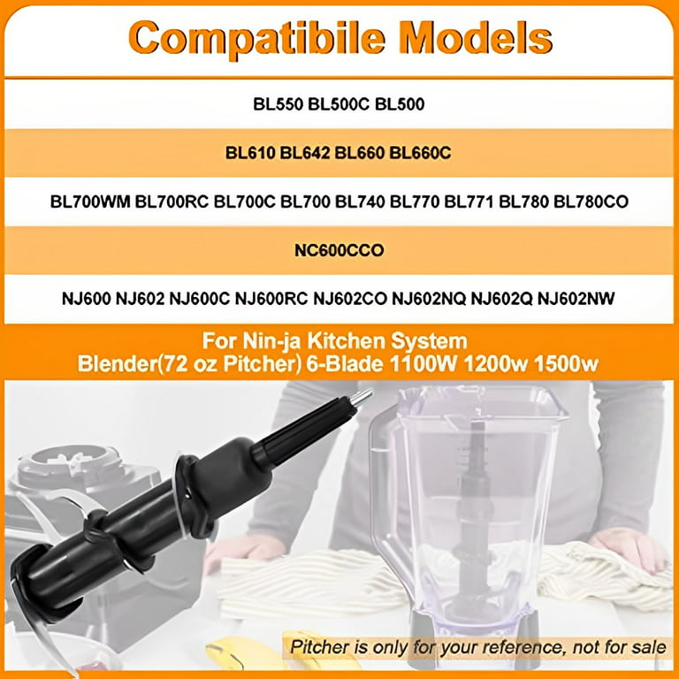 6 Blade Replacement Compatible With Ninja 72 oz Pitcher Professional  Blender Model BL500 BL660 BL700 BL740 BL642 Blender Parts