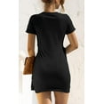 thumbnail image 5 of Women's Crewneck Bodycon Dress Short Sleeve T Shirt Dress Tie Waist 2021 Summer Casual Mini Dress S-XXL, 5 of 7