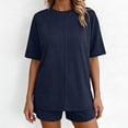 thumbnail image 2 of Sentmoon Ensembles Deux Pièces pour Femmes Mode Plage pour Femmes et Shorts de Course pour Femmes Manches Courtes Col Ras du Cou Hauts pour Femmes Été Coupe Régulière Hauts pour Femmes avec Poches P-2TG, 2 of 8