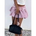 thumbnail image 4 of Suagox Women Pleated Skirt Casual Summer Cute Bow A-Line Mini Skirt for Beach Vacation Club Streetwear Aesthetic Clothes, 4 of 10