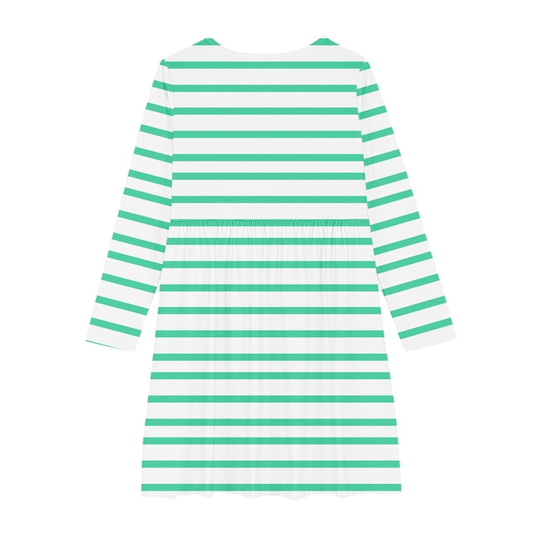 Girls' Casual A-Line Twirly Party Dress - Stretchy Long Sleeve Dress, XS To 3XL, For Holidays & Special Occasions