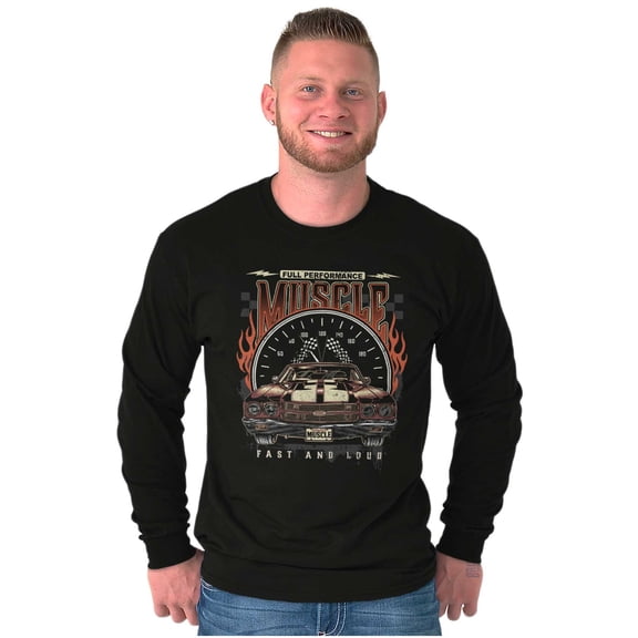 Full Performance Muscle Fast Loud Car Plus Size Long Sleeve Graphic Tee Shirt Brisco Brands 2X