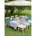 thumbnail image 4 of Outdoor Tablecloths with Umbrella Hole & Zipper, Blue Abstract Tablecloth Rectangle 60x84 Inch, Grey Geometric Oil Painting Vintage Gradient Waterproof Table Cloth, Patio/Pool/Picnic Table Covers, 4 of 8