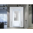 thumbnail image 3 of Front Exterior Prehung Metal-Plastic Door Frosted Glass / Manux 8422 White Silk / 2 Side and Top Window / Office Commercial and Residential Doors Entrance Patio Garage 68" x 96" Left-hand Inswing, 3 of 7