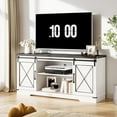 thumbnail image 2 of Farmhouse TV Stand for TV up to 65",  TV Media Console Table with Storage Cabinet, Entertainment Center with Sliding Barn Doors for Living Room, Bedroom, White, 2 of 7