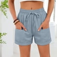 thumbnail image 3 of Khunlpohl Summer Lounge Shorts for Women Fashion Wide Leg Elastic Waist Drawstring Loose Comfy Pants with Pockets, 3 of 7