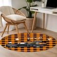 thumbnail image 4 of Round Rugs 4Ft, BOO Halloween Round Area Rug Washable Indoor Throw Carpet, Truck Pumpkin Spooky Skull Orange Plaid Soft Non Slip Circle Rug for Kitchen Nursery Room Home Decor Aesthetic, 4 of 8