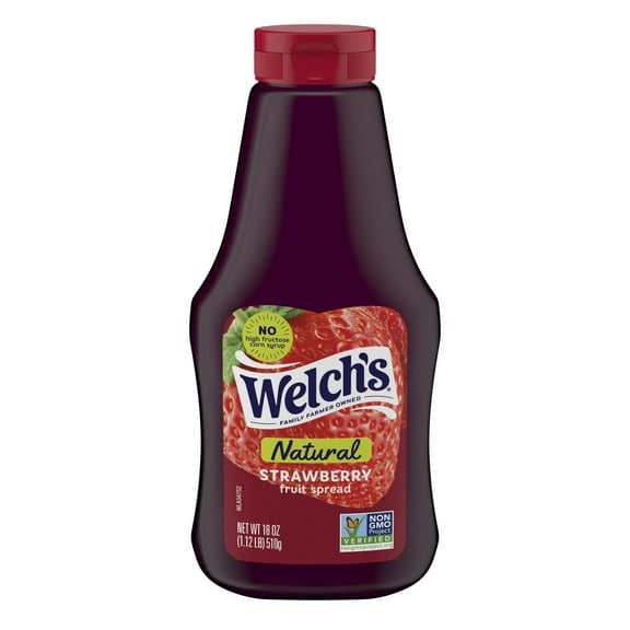 Welch's Natural Strawberry Spread, 18 oz Squeeze Bottle