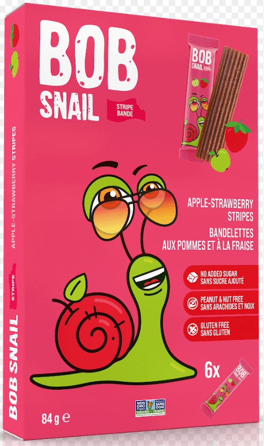 Bob Snail, Gluten-Free, Apple Strawberry Fruit Strips, 84g, BobSnail, apple strawberry.84g