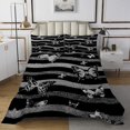 thumbnail image 1 of Erosebridal Black Grey Striped Coverlet Set Queen, Butterfly Print Bedding Set, 3pcs, 1 of 5