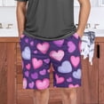 thumbnail image 6 of Men's Pajama Shorts Bottoms with Pockets Soft Lightweight Lounge Sleep Wear Pink and Purple Hearts, 6 of 6