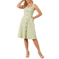 thumbnail image 2 of INSPIRE CHIC Women's Summer Dress 2026 Casual Square Neck Flattering A-Line Tank Sundress Button Down Midi Dresses XL Green, 2 of 5