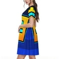 thumbnail image 4 of Lsque Geometry Dash Print Women's Casual Dress T-Shirt Summer Short Sleeve Scoop Neck Swing Dresses, 4 of 7