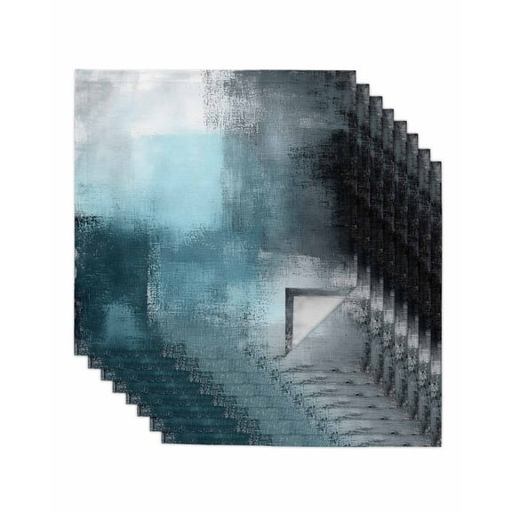 nqOlkjepod Blue Gray Cloth Napkins Set of 8 Reusable Dinner Napkins, Retro Abstract Gradient Plaid Geometric Art Cocktail Napkin Washable Table Napkins for Wedding/Holiday Party/Baby Shower 20"x20"