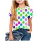 thumbnail image 2 of Blusas y camisas de manga corta con cuello redondo Camiseta estampada de manga corta para niños Cuello redondo Media manga Casual Versátil Top de poliéster para niñas, 2 of 5
