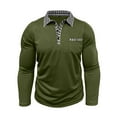 thumbnail image 4 of Zylanna Men's Long Sleeve Polo Shirts with Chest Pocket, Solid Slim Fit Spring Fall Turndown Collar Casual Pullover Tops for Man Army Green, 4 of 8