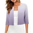 thumbnail image 2 of Warop Womens 3/4 Sleeve Open Front Lightweight Cropped Tops Shrug Cardigan Gradient Print Blouse, 2 of 7