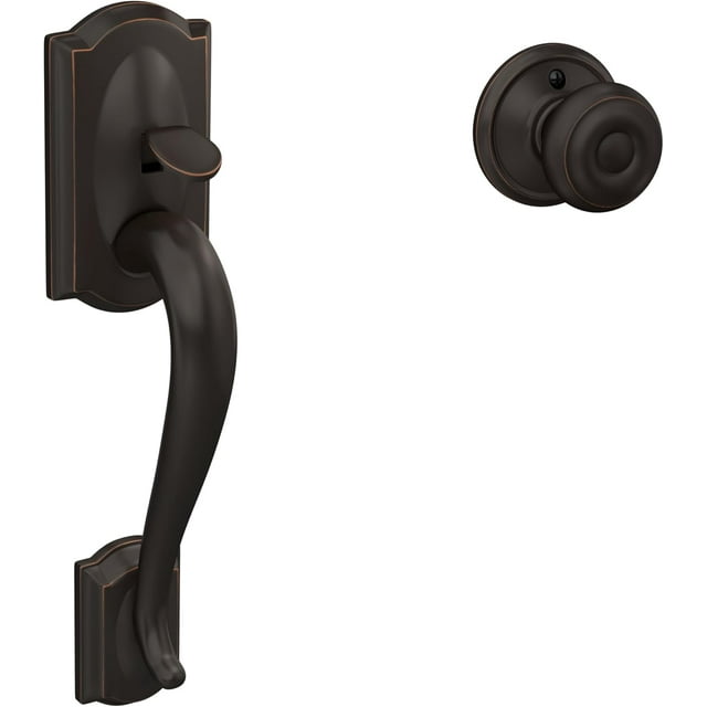 Poignée d'Entrée avant avec Bouton de Porte Géorgien, Demi-Poignée Inférieure, Bronze Vieilli, FE CAM, Géo