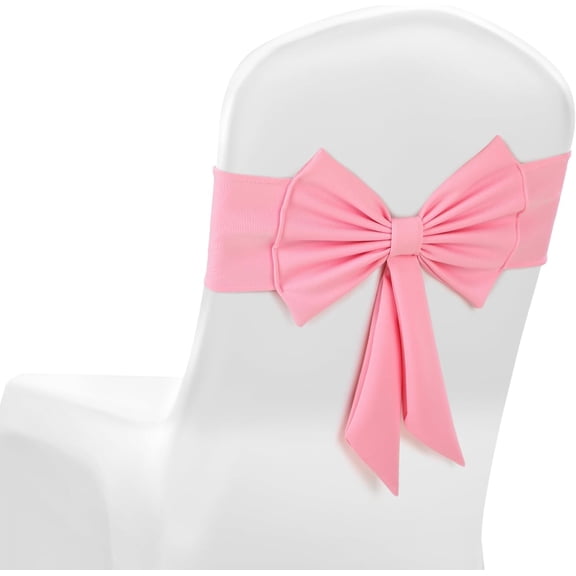 Spandex Chair Sashes for Wedding Elastic Chair Bows Sashes Universal Decorative for Party Ceremony Reception Banquet Decorations(Pink)