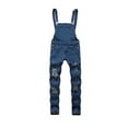 thumbnail image 3 of Nituyy Men Distressed Denim Carpenter Overalls Bib Jumpsuits Moto Biker Jean Pants, 3 of 5