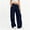 Dark Blue women wide leg cargo pants a1, variant on Cagogo Women's Wide Leg High Waisted Cargo Pants with Pockets Solid Casual Streetwear Lounge Pants Travel Vacation Long Trousers, Army Green 2XL