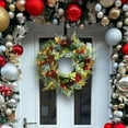 thumbnail image 4 of 17.71 Inch Christmas Wreath with Light String for Front Door, Xmas Home Wall Windows Outdoor, Farmhouse Xmas Wreath Decorated with Pine Cones, Berries, Flowers and Balls Ornaments, 4 of 7