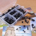 thumbnail image 4 of Juego de chinchetas negras, 5 estilos, 140 unidades, con punta de acero y cabeza de plástico oscuro (140 unidades), 4 of 5